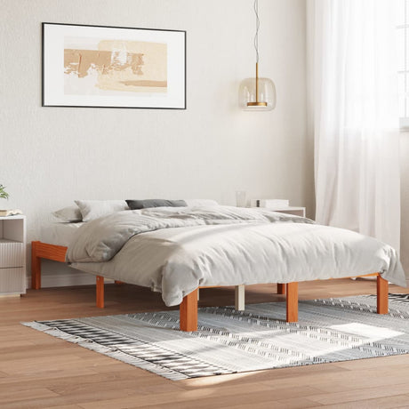 Bed Frame Without Mattress Solid Wood Pine 140X200Cm