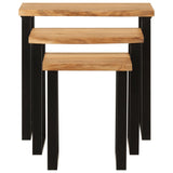 Nesting Tables 3 pcs with Live Edge Solid Wood Acacia