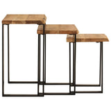 Nesting Tables 3 pcs with Live Edge Solid Wood Acacia
