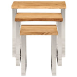 Nesting Tables 3 Pcs With Live Edge Solid Wood Acacia