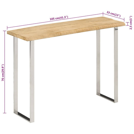 Console Table With Live Edge 105X33X76 Cm Solid Wood Mango