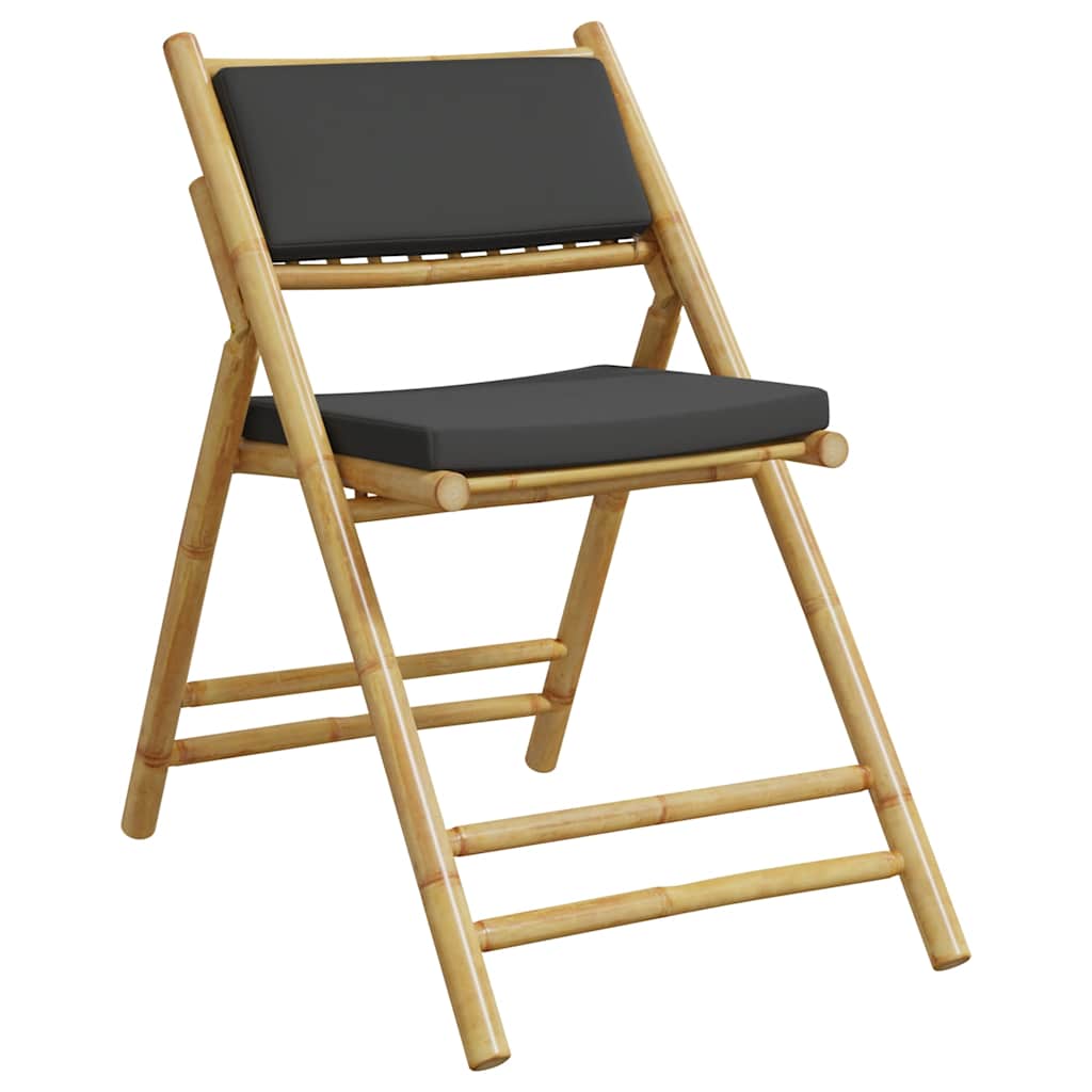 6 Piece Folding Bistro Chairs With Cushions Bamboo