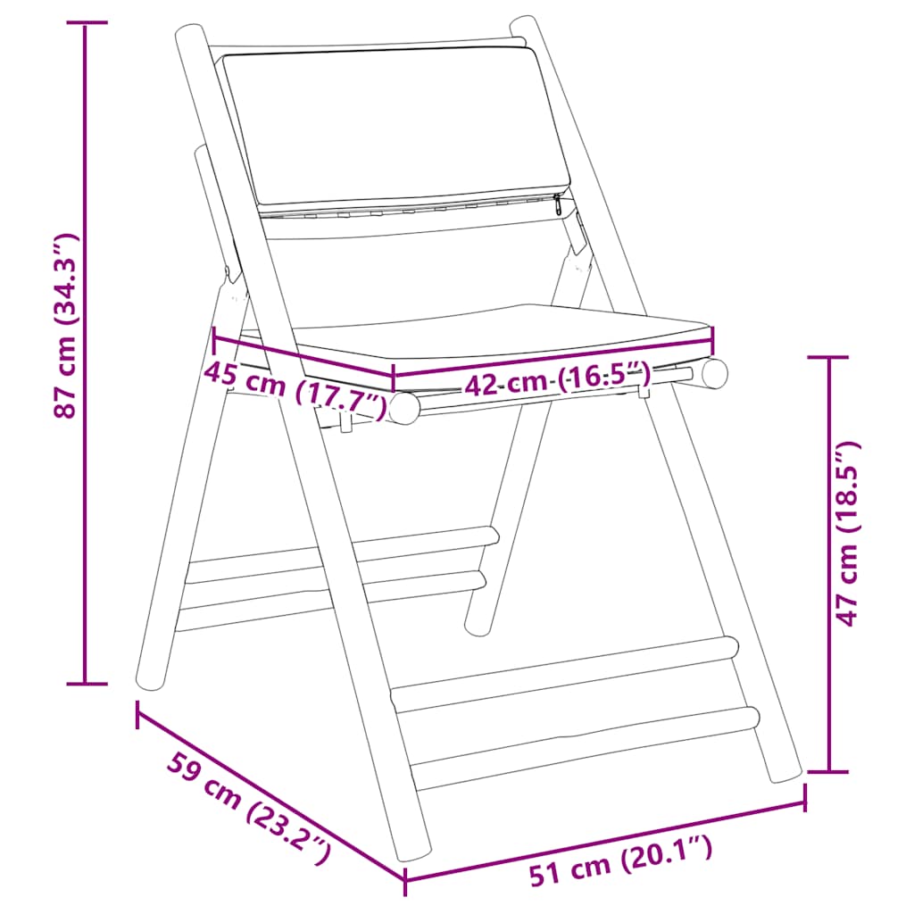 6 Piece Folding Bistro Chairs With Cushions Bamboo
