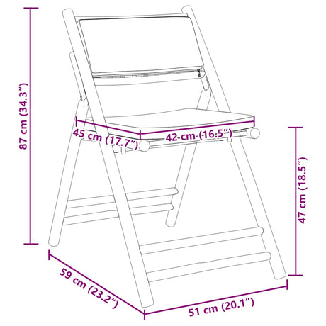 6 Piece Folding Bistro Chairs With Cushions Bamboo