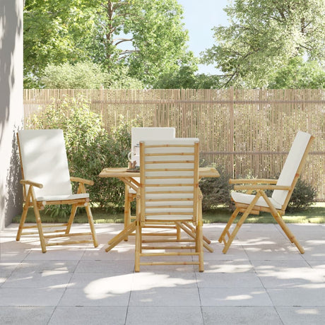 6 Piece Folding Reclining Chairs With Dark Cushions Bamboo