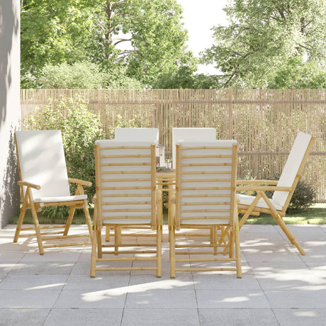 6 Piece Folding Reclining Chairs With Dark Cushions Bamboo