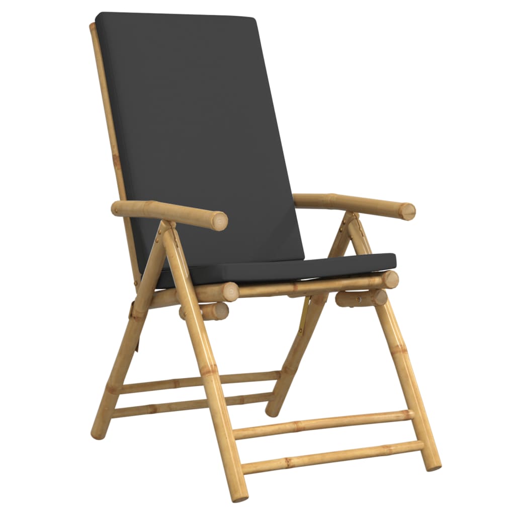 6 Piece Folding Reclining Chairs With Dark Cushions Bamboo