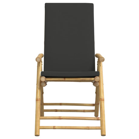 6 Piece Folding Reclining Chairs With Dark Cushions Bamboo