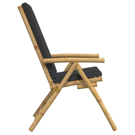 6 Piece Folding Reclining Chairs With Dark Cushions Bamboo