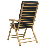6 Piece Folding Reclining Chairs With Dark Cushions Bamboo