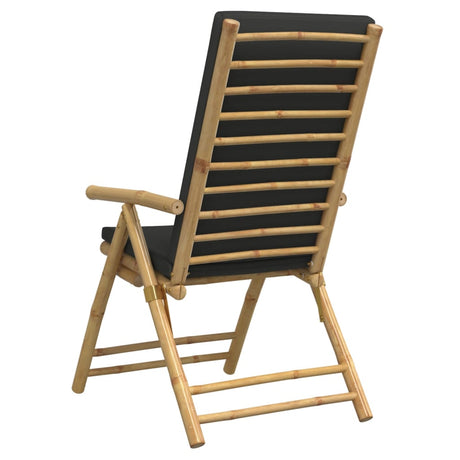 6 Piece Folding Reclining Chairs With Dark Cushions Bamboo