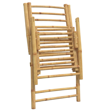 6 Piece Folding Reclining Chairs With Dark Cushions Bamboo