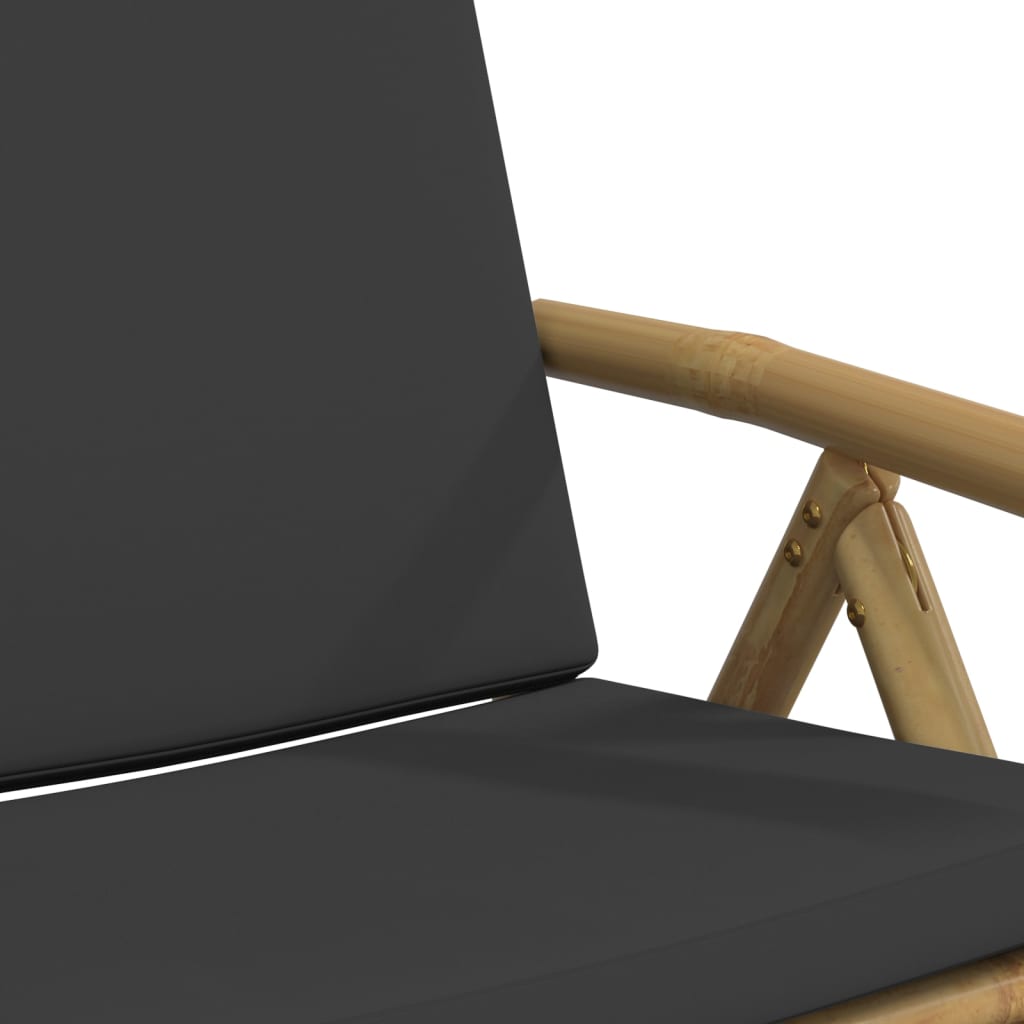 6 Piece Folding Reclining Chairs With Dark Cushions Bamboo