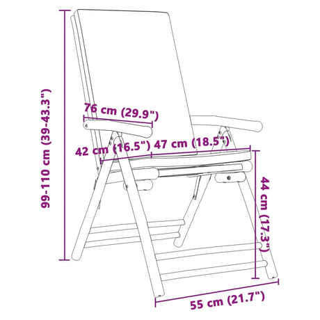 6 Piece Folding Reclining Chairs With Dark Cushions Bamboo