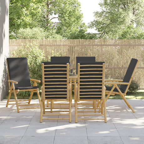 6 Piece Folding Reclining Chairs With Dark Cushions Bamboo