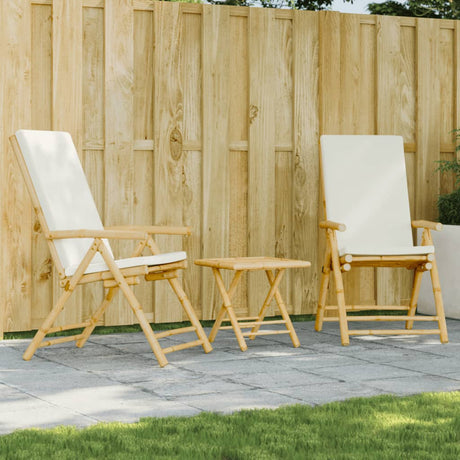 3 Piece Folding Bistro Set With Cushions Bamboo