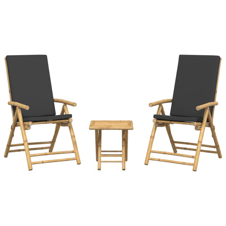 3 Piece Folding Bistro Set With Cushions Bamboo