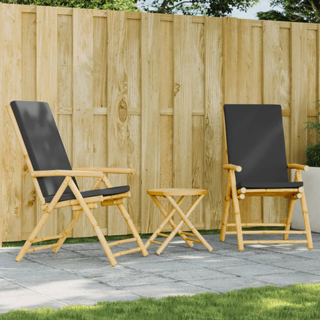 3 Piece Folding Bistro Set With Cushions Bamboo