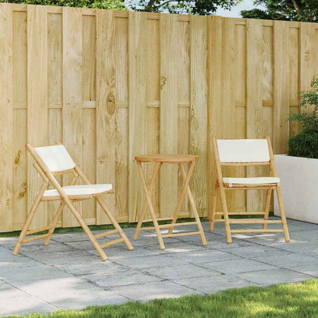 3 Piece Folding Bistro Set With Cushions Bamboo