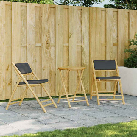 3 Piece Folding Bistro Set With Cushions Bamboo