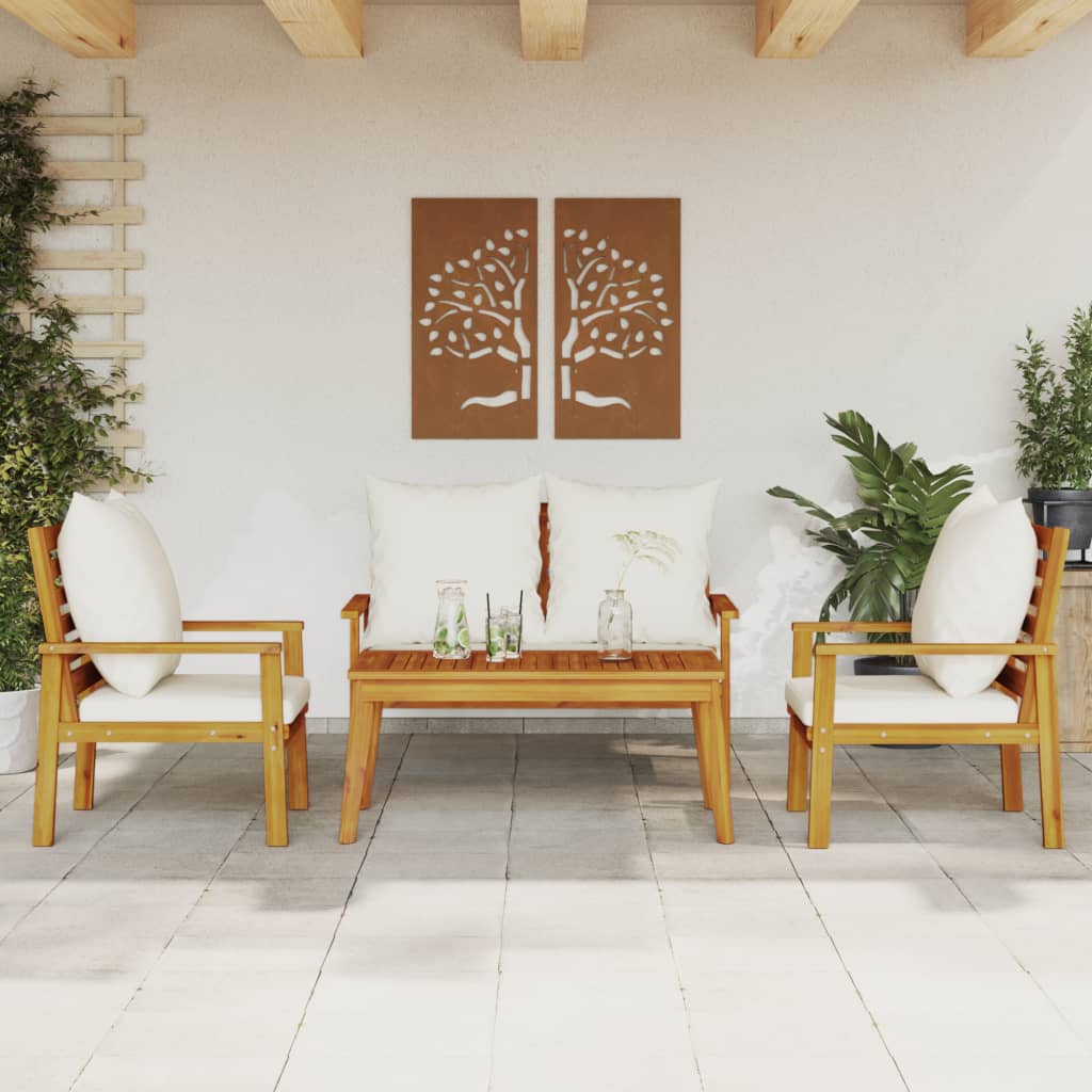 4 Piece Garden Lounge Set With Cushions Solid Wood Acacia