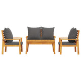 4 Piece Garden Lounge Set With Cushions Solid Wood Acacia
