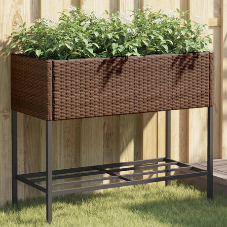 Garden Planter With Shelf Poly Rattan