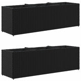 Garden Planters with 3 Pots 2 pcs Black 105x30x32 cm Poly Rattan