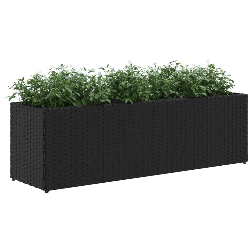 Garden Planters with 3 Pots 2 pcs Black 105x30x32 cm Poly Rattan