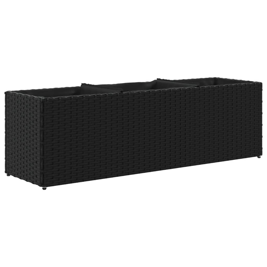 Garden Planters with 3 Pots 2 pcs Black 105x30x32 cm Poly Rattan