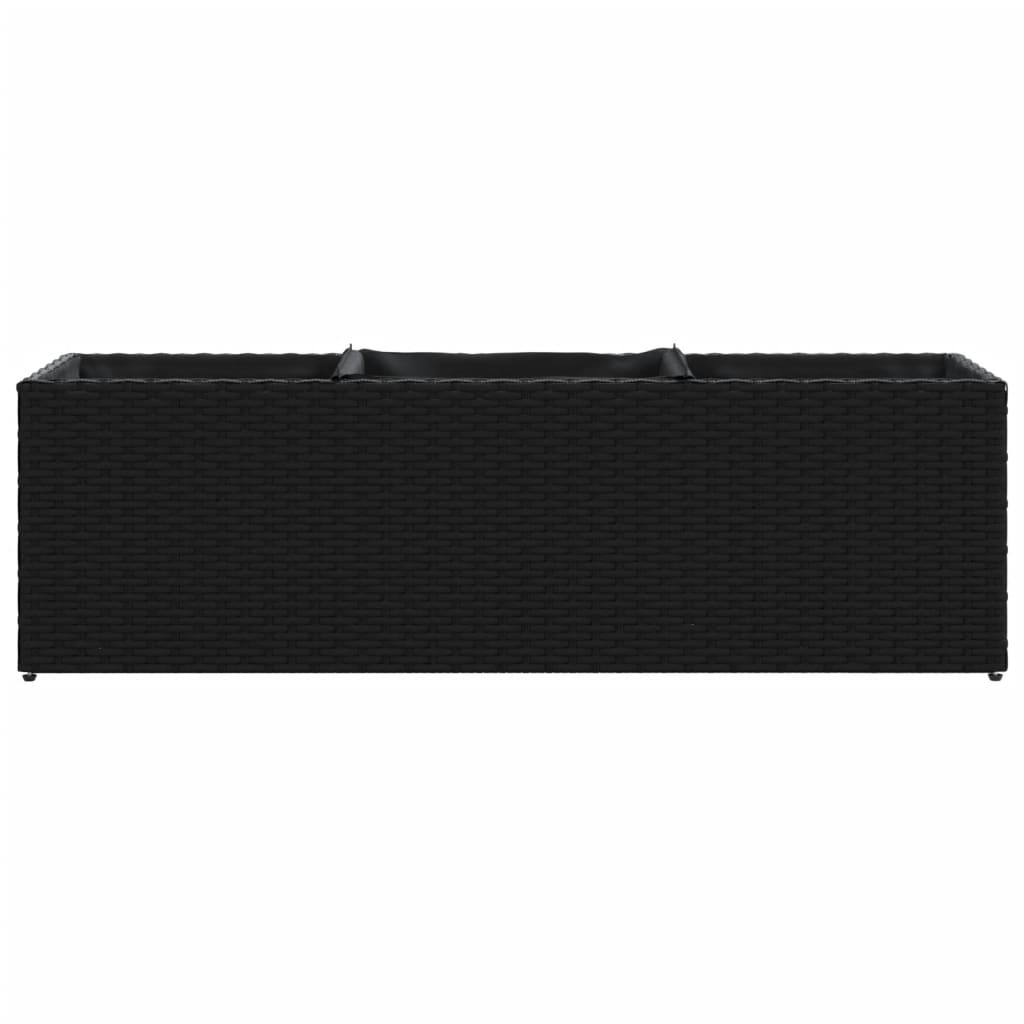 Garden Planters with 3 Pots 2 pcs Black 105x30x32 cm Poly Rattan