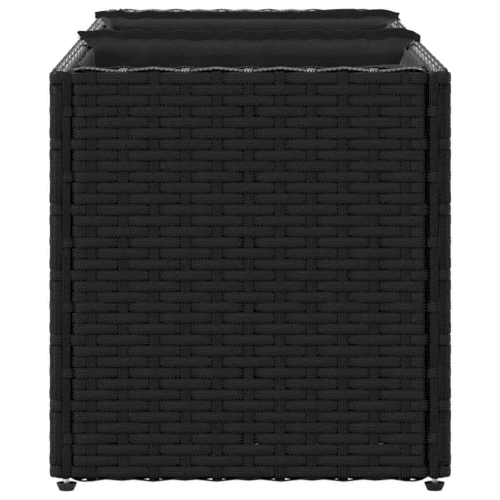 Garden Planters with 3 Pots 2 pcs Black 105x30x32 cm Poly Rattan