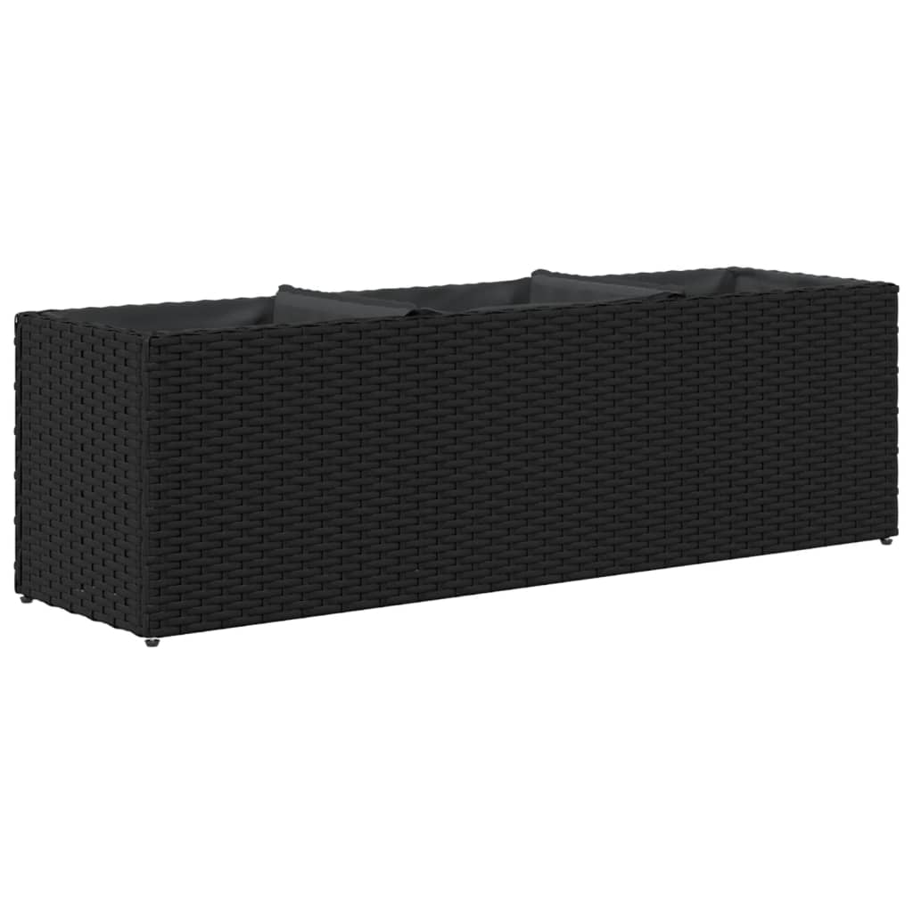 Garden Planters with 3 Pots 2 pcs Black 105x30x32 cm Poly Rattan