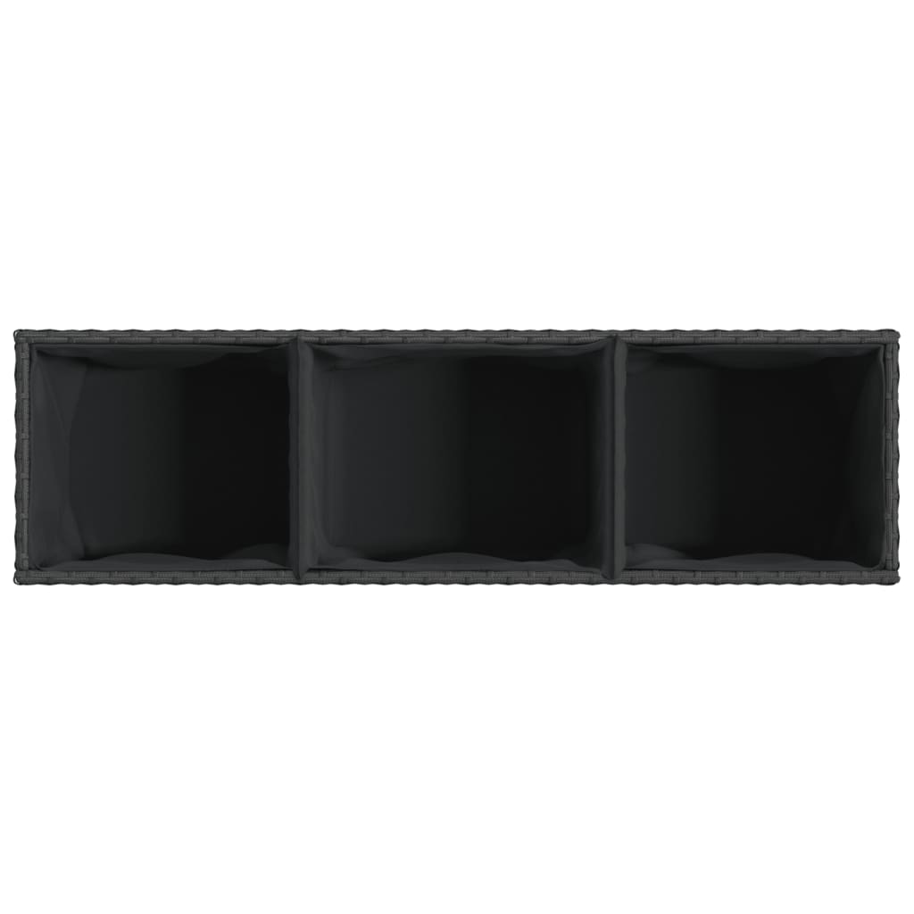 Garden Planters with 3 Pots 2 pcs Black 105x30x32 cm Poly Rattan