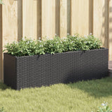 Garden Planters with 3 Pots 2 pcs Black 105x30x32 cm Poly Rattan