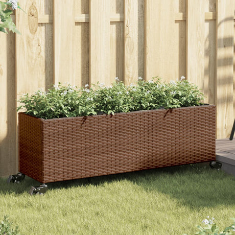 Garden Planter With Wheels And 3 Pots Poly Rattan
