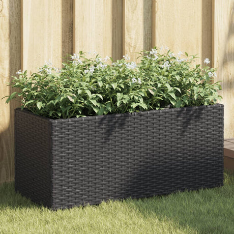 Garden Planter With Wheels And 3 Pots Poly Rattan