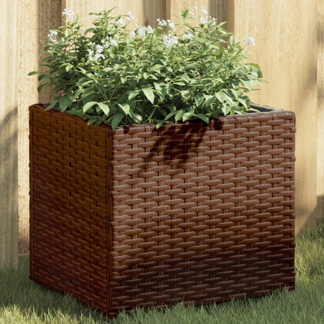 Garden Planter With Wheels And 3 Pots Poly Rattan