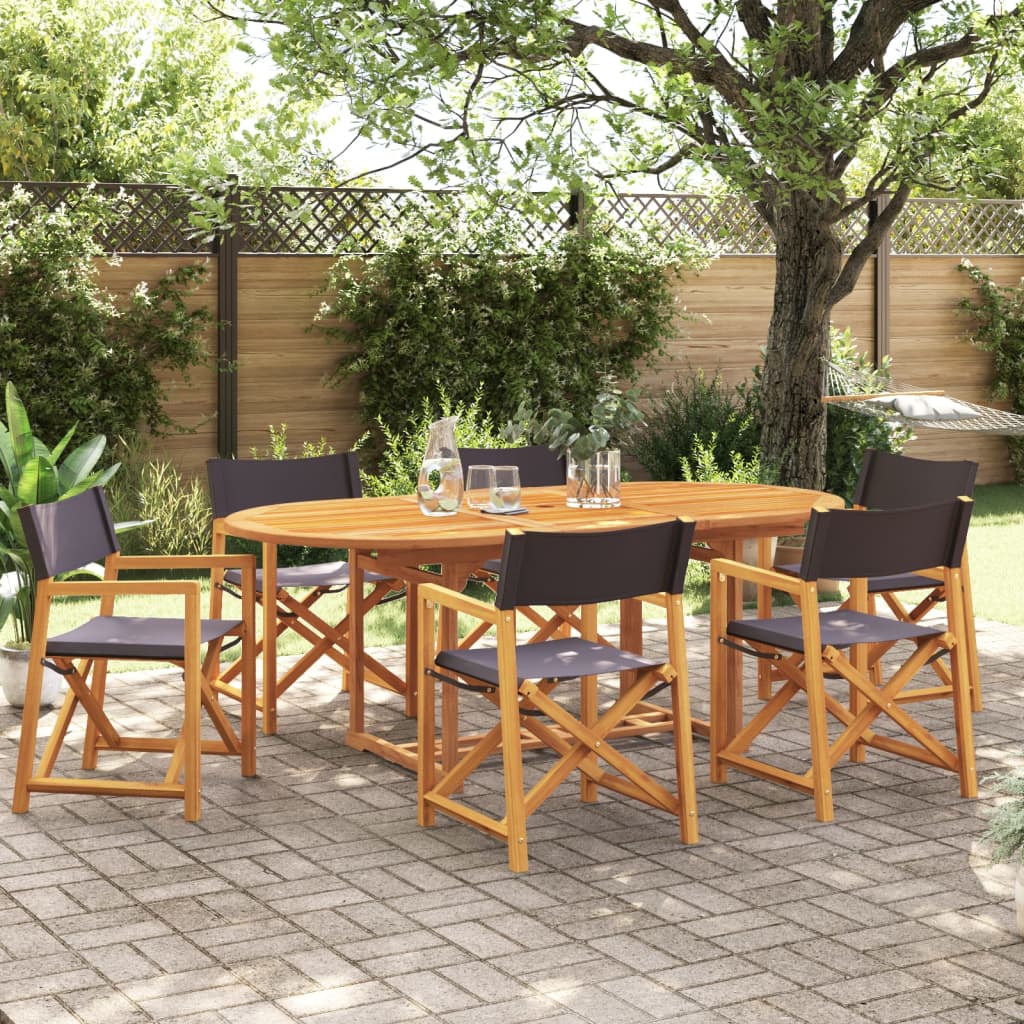 6 Piece Folding Garden Chairs Fabric