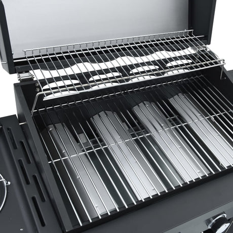 Gas Bbq Grill With 5 Burners Black Powder-Coated Steel