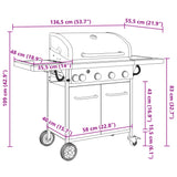 Gas Bbq Grill With 5 Burners Black Powder-Coated Steel