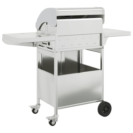 Gas Bbq Grill With 4 Burners Silver Stainless Steel