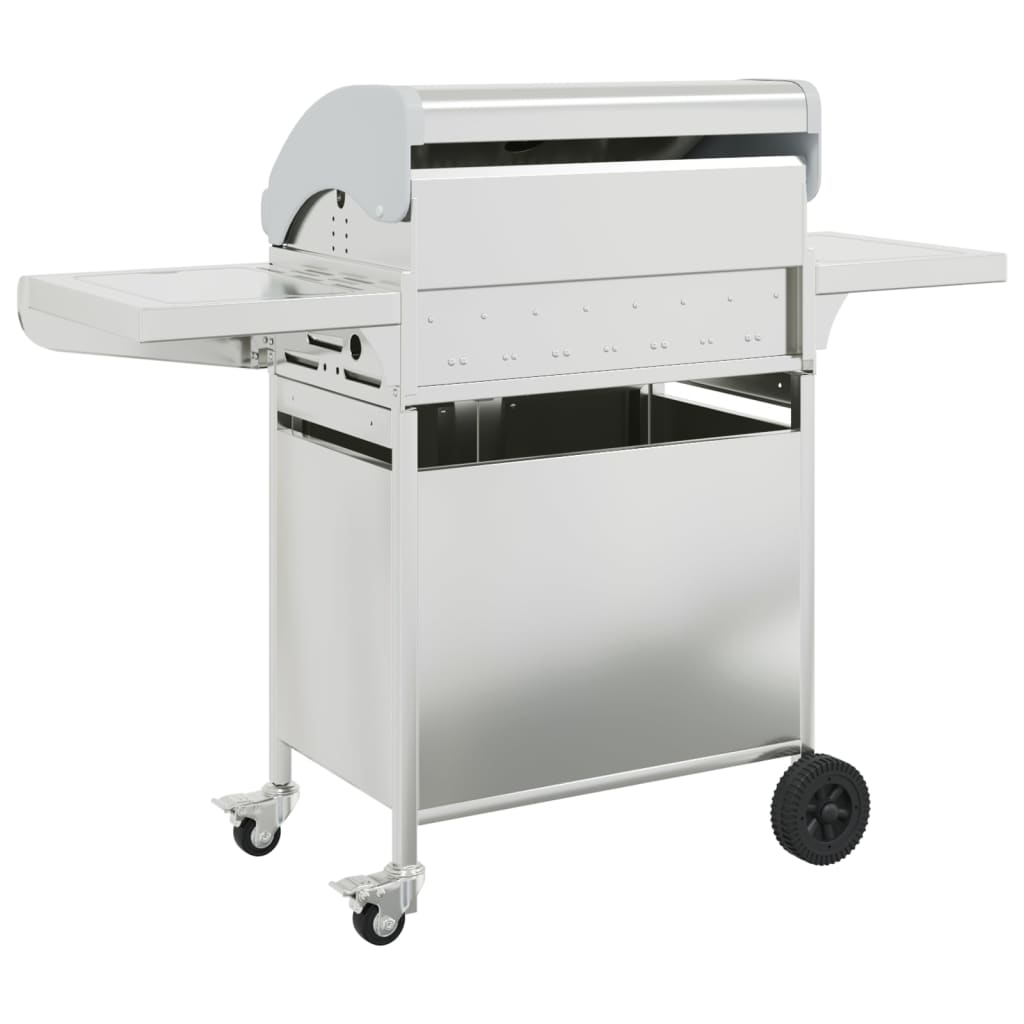Gas Bbq Grill With 5 Burners Silver Stainless Steel