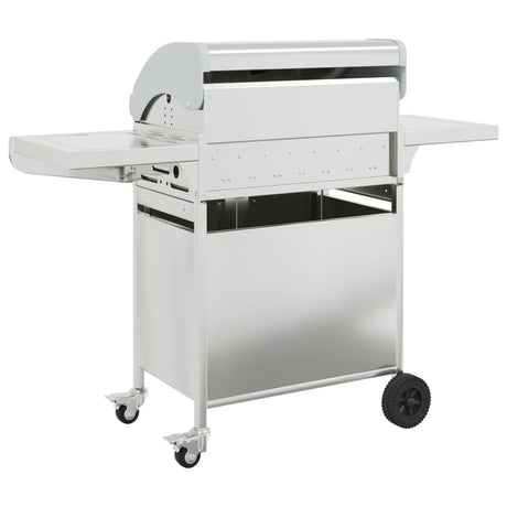 Gas Bbq Grill With 5 Burners Silver Stainless Steel