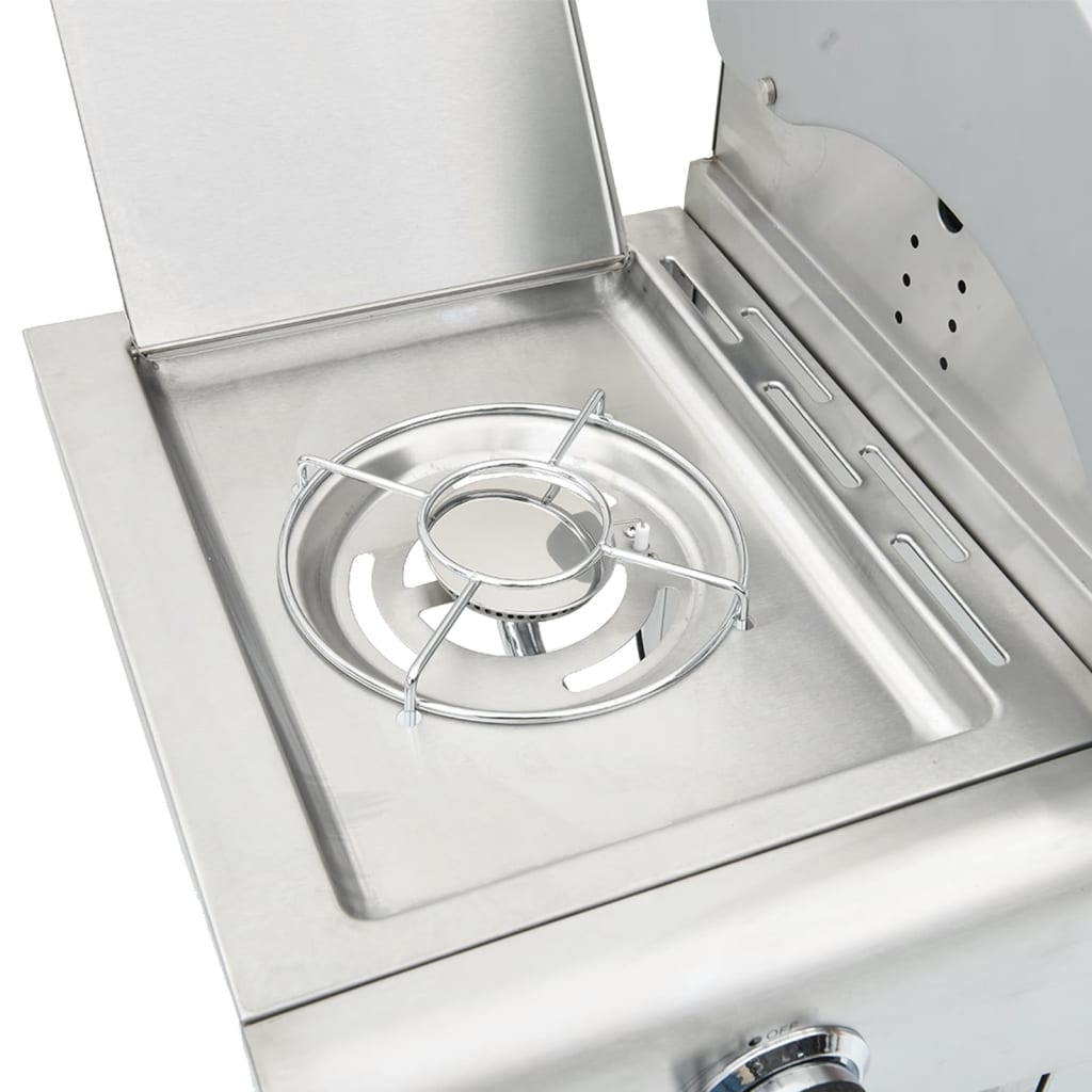 Gas Bbq Grill With 5 Burners Silver Stainless Steel