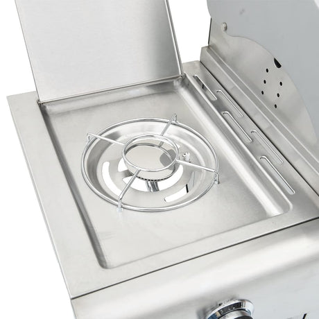 Gas Bbq Grill With 5 Burners Silver Stainless Steel