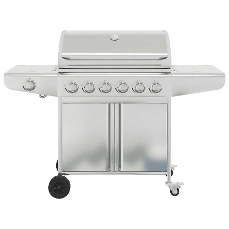 Gas Bbq Grill With 7 Burners Silver Stainless Steel