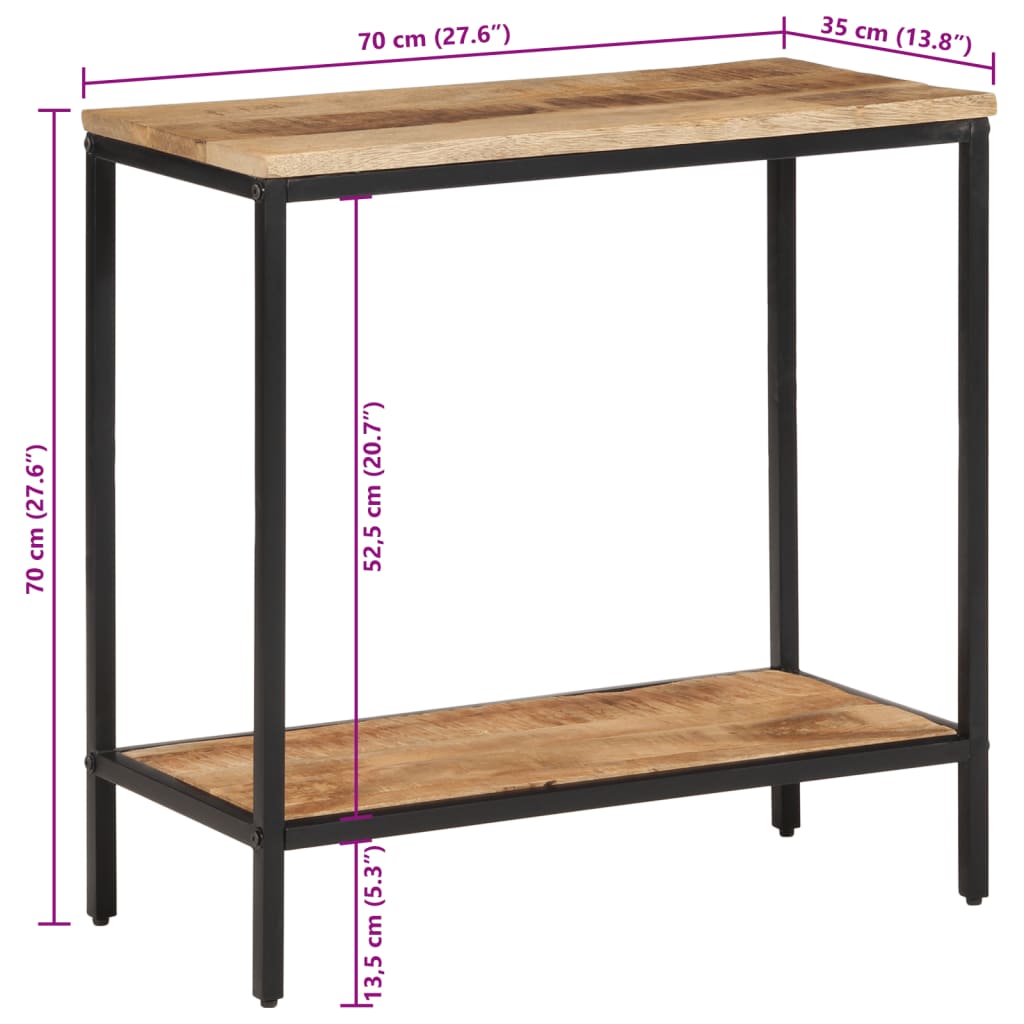 Console Table 70x35x70 cm Solid Rough Wood Mango