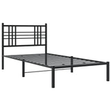 Metal Bed Frame without Mattress with Headboard Black 107x203cm