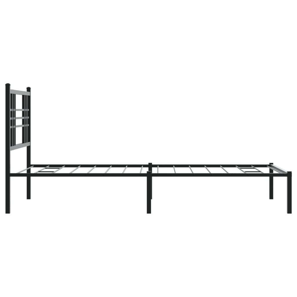 Metal Bed Frame without Mattress with Headboard Black 107x203cm